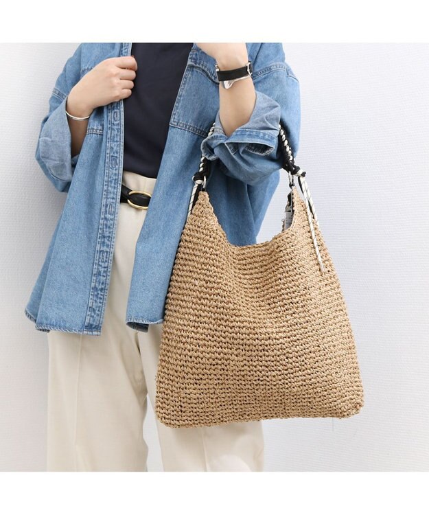 UNBILLION カシュカシュ cachecache / パラコードハンドルクロッシェトート カゴバッグ キャメル