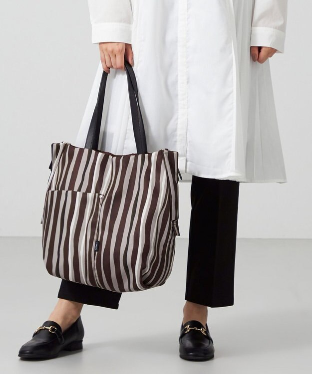 Y'SACCS 【ムック本掲載】ドローイングストライプ　トートバッグ ワイン