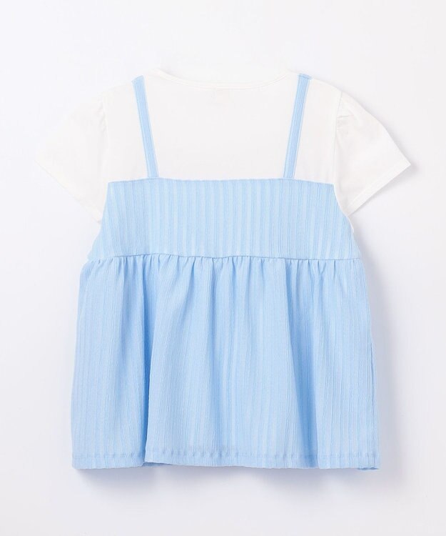 組曲 KIDS 【110-140㎝】レースカットソーコンビ チュニック サックスブルー系