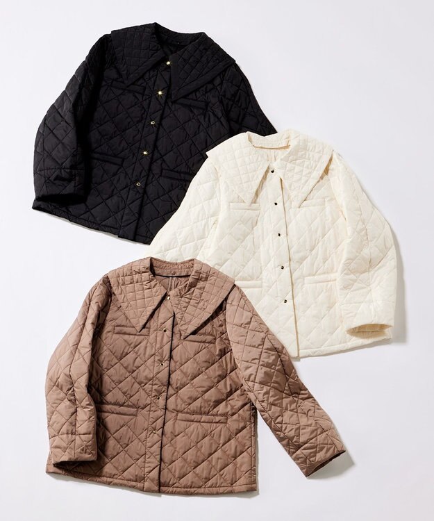 組曲 S 【洗える・中綿】2WAYキルト コート パールホワイト系