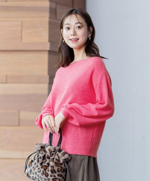 ANY 【洗える】カシミヤブレンドガーターニット ピンク