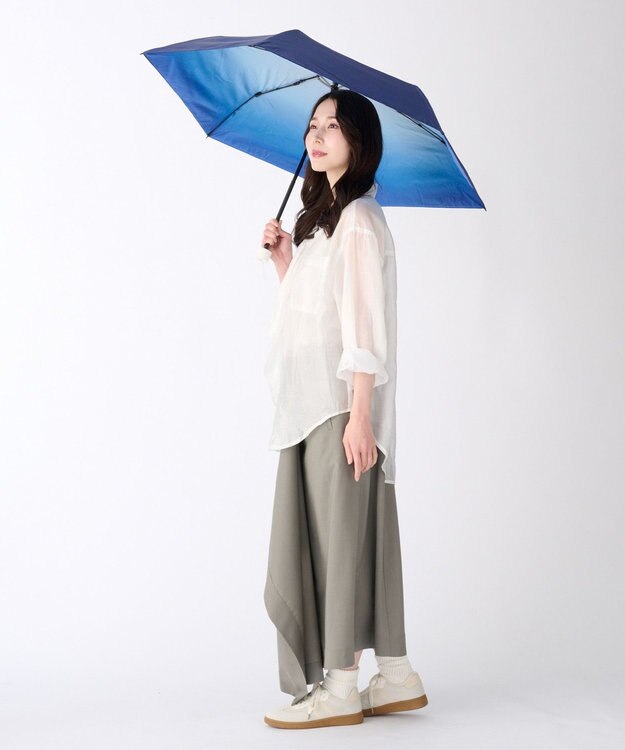 MOONBAT ハニカム断熱パラソル グラデーション 折りたたみ傘 晴雨兼用 日傘 一級遮光 UV ディープブルー