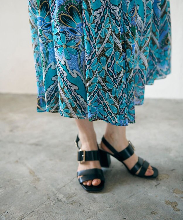 GRACE CONTINENTAL シフォンプリントティアードワンピース ブルー