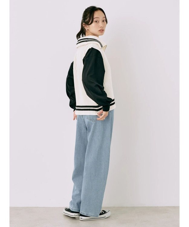 earth music&ecology ハーフジップニットベスト Ivory