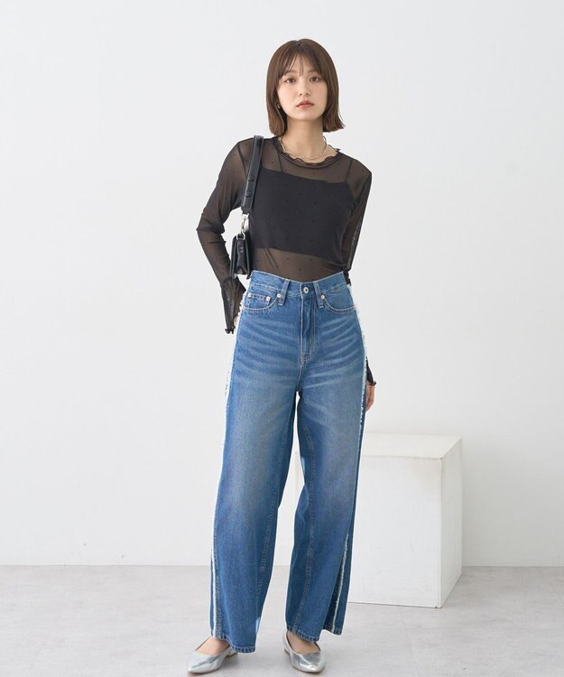 earth music&ecology フロッキードットメロープルオーバー Black