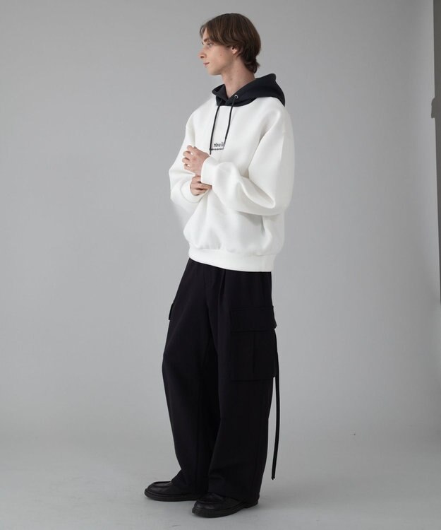 WEGO 【ユニセックス着用ITEM/MLサイズ展開】ワンポイントバイカラープルパーカー ホワイト