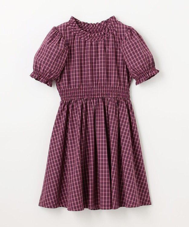組曲 KIDS 【110-140㎝】チェック ワンピース ラズベリー系3