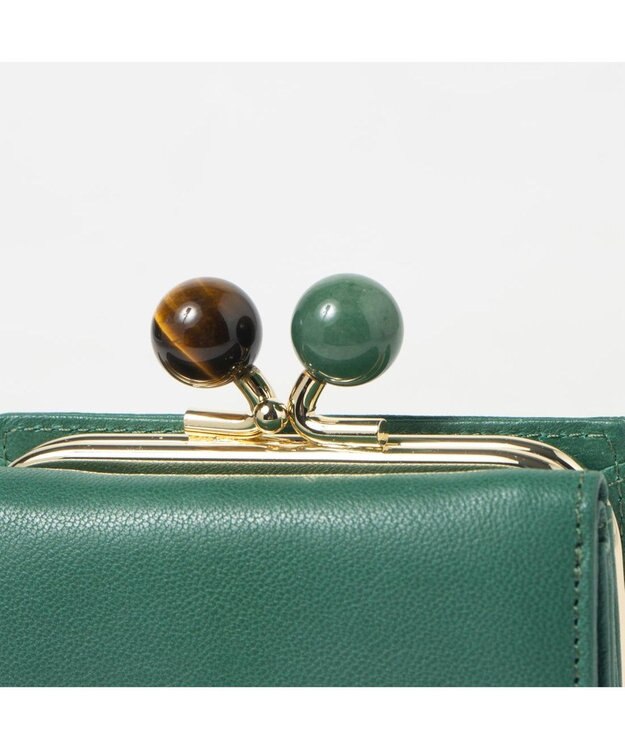 UNBILLION ペルケ perche / ジェムストーンがま口3つ折り財布 ライトグリーン