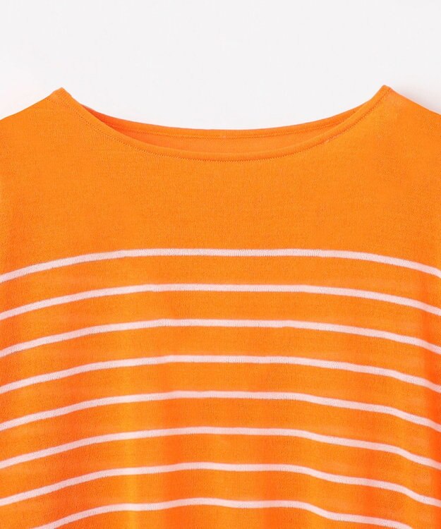 ANY L 【手洗い可/アンチピリング】シアーバスクボーダーニット オレンジ×ホワイト