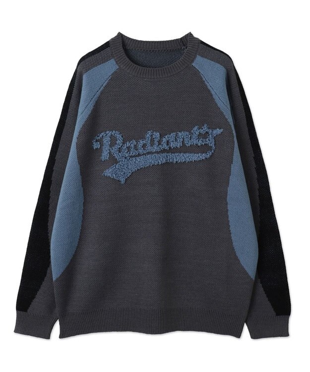 WEGO サガラロゴ配色BIGニットプルオーバー サックス