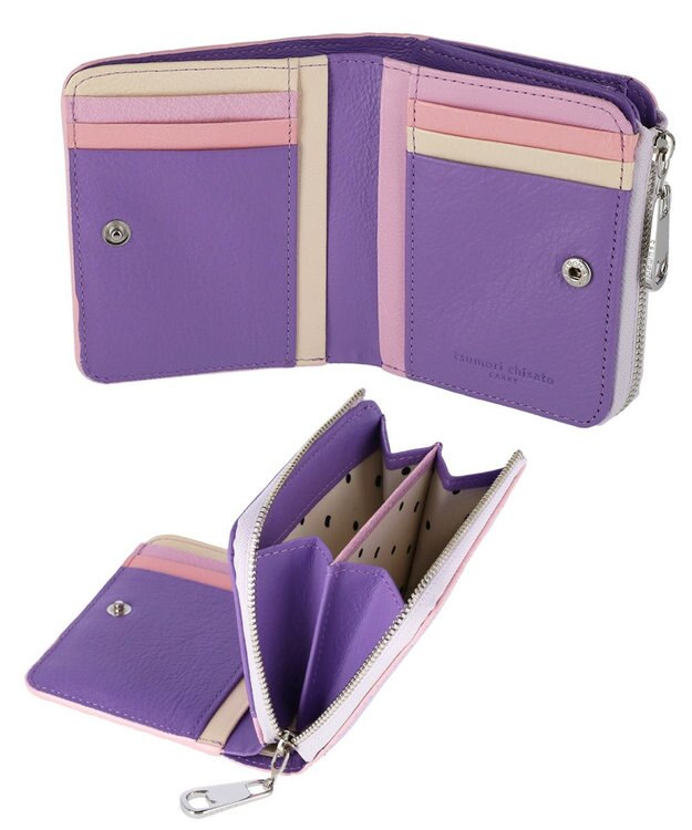 tsumori chisato CARRY キラネコフラワー 2つ折り財布 ラベンダー