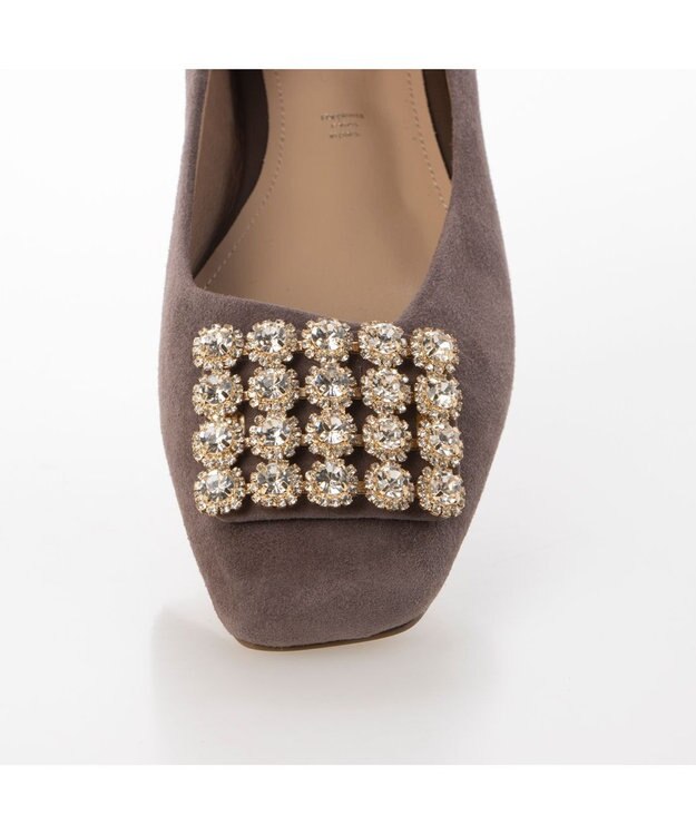 MODE ET JACOMO <MODE ET JACOMO>アシンメトリービジューフラットパンプス オークスエード