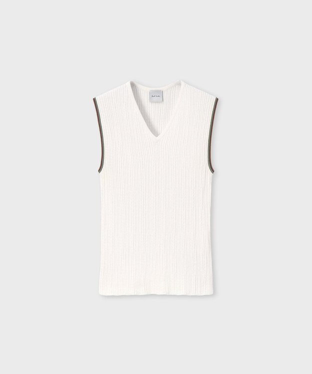Paul Smith ストライプポイント Vネックニット オフホワイト