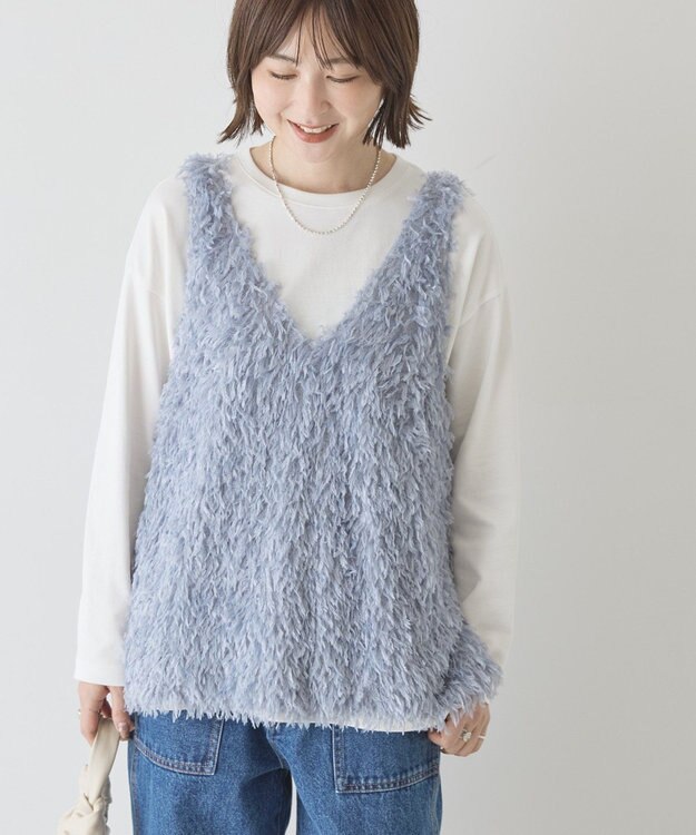 AMERICAN HOLIC 【選べる丈】フェザーVネックベスト Light Blue