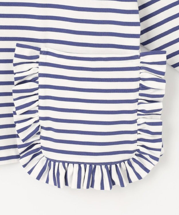 #Newans 【ANSWER for 神戸エレガンス】フリルポケットロングTシャツ ブルーボーダー系