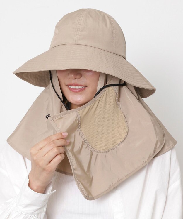 MOONBAT 【遮光100％/UVカット100％】フワクール (Fuwacool)  日差しを完全遮断バッククロスハット　遮光100　UV100 ベージュ