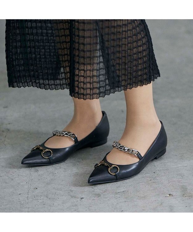 MODE ET JACOMO <MODE ET JACOMO>ポインテッドトゥメリージェーンパンプス ブラック