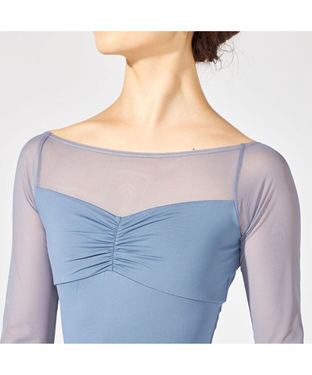 Chacott 7分袖レオタード アイアンブルー