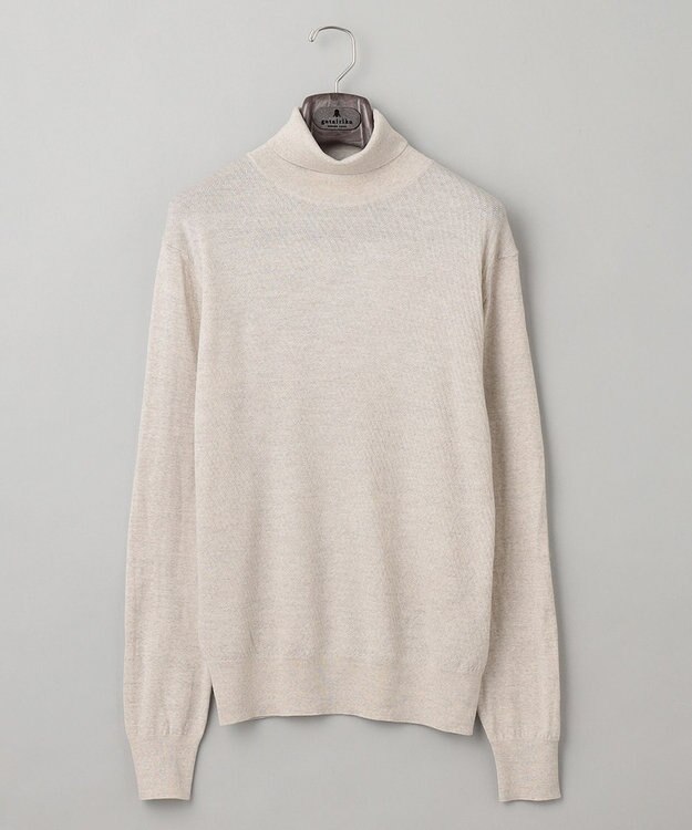 GOTAIRIKU 【家庭洗濯可能】イタリア糸 ハイゲージ タートルニット_リンクス柄 アイボリー系1