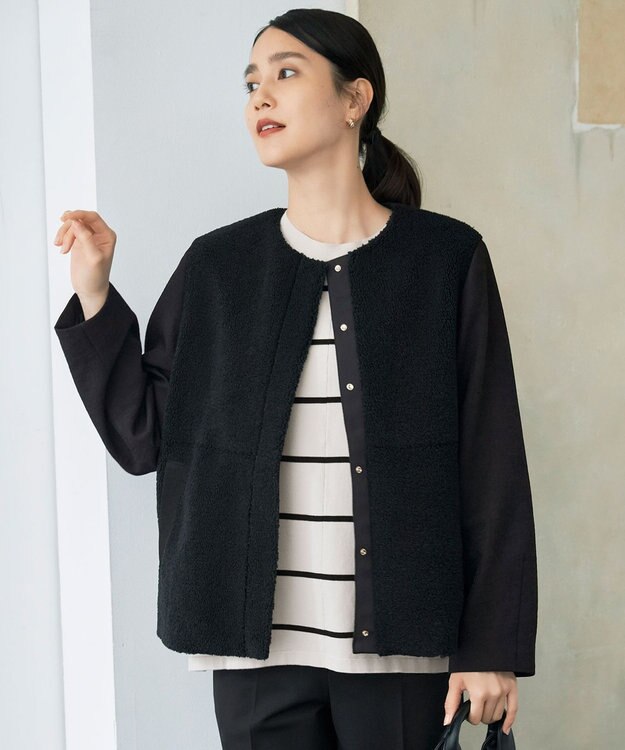 自由区 S 【洗える】ボアコンビ アウター ブラック