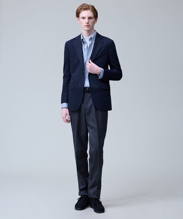 J.PRESS MEN 【ストレッチ / 洗える】トリートメントウールシェードブルーチェック スラックス グレー系4