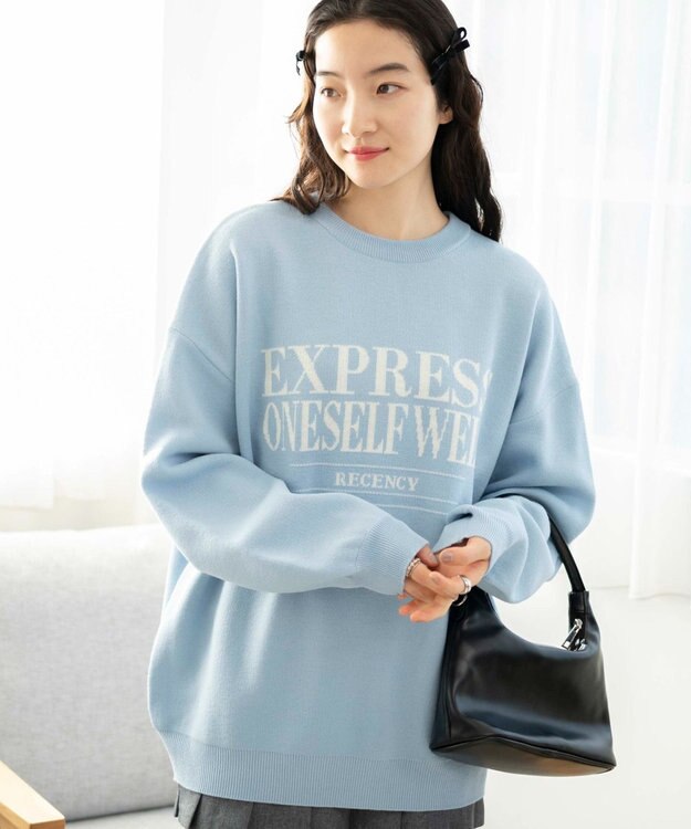 WEGO ジャガードニットプルオーバー サックス