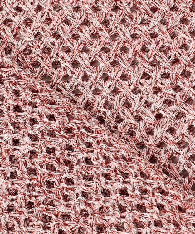 自由区 【洗える】カラーミックスメッシュリネン ニット レッド系