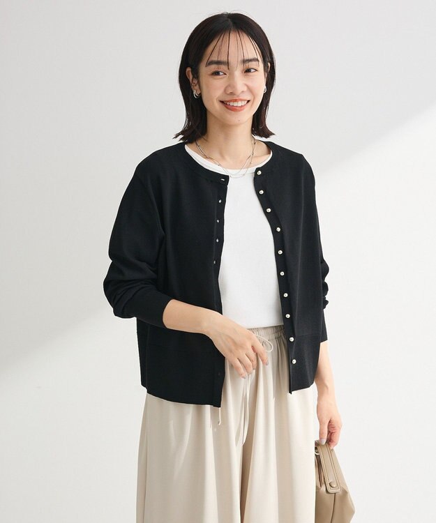 Green Parks 金釦コンパクトニットカーディガン Black
