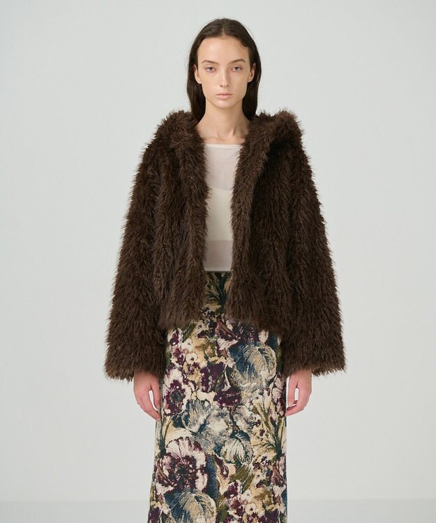 GRACE CONTINENTAL フェイクファーブルゾン ブラウン