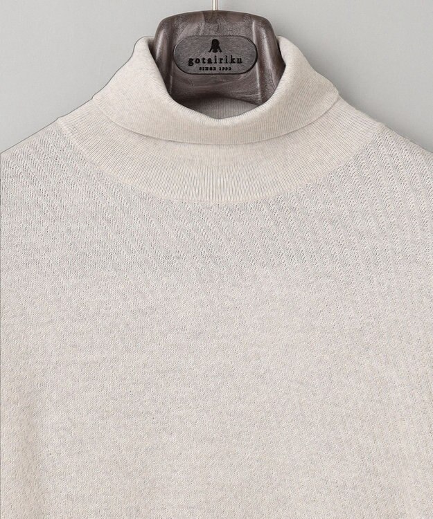 GOTAIRIKU 【家庭洗濯可能】イタリア糸 ハイゲージ タートルニット_リンクス柄 アイボリー系1