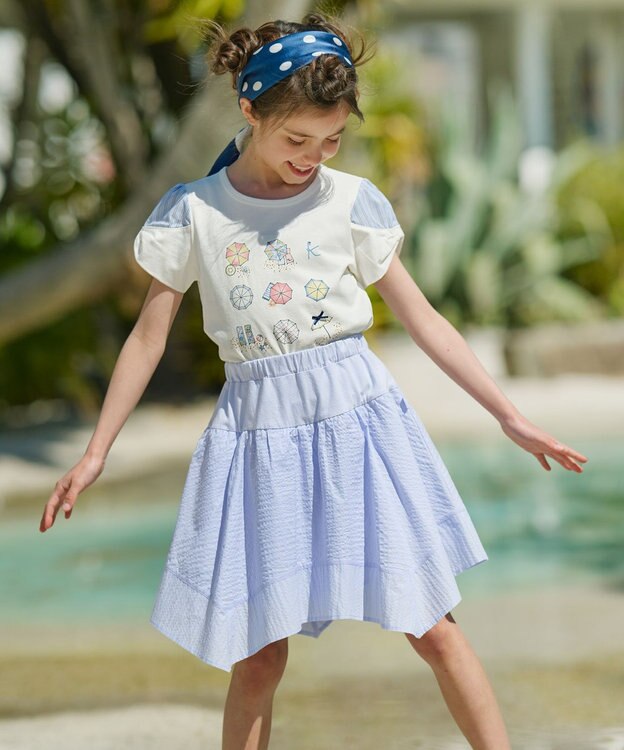 組曲 KIDS 【110-140㎝】【UVケア】パラソルアート Tシャツ アイボリー系