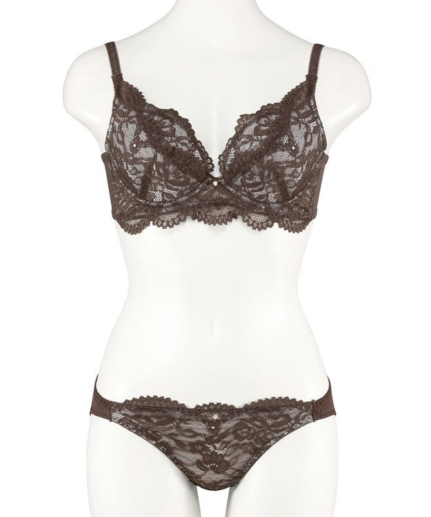 San-ai Resort（三愛水着楽園） 【WEB限定】【northerly bra 楽ちんフィットシリーズU字】 フリルレースブラショーツセット B～Fカップ 【northerly】 グレー