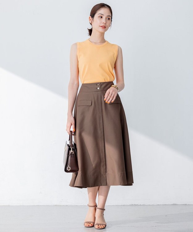 組曲 【洗える・アンサンブル対応】MINAノースリーブ ニット オレンジ系