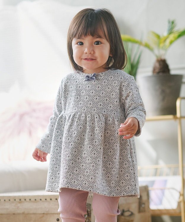 組曲 KIDS 【80-90㎝】 フロストフラワージャガード セットアップ グレー
