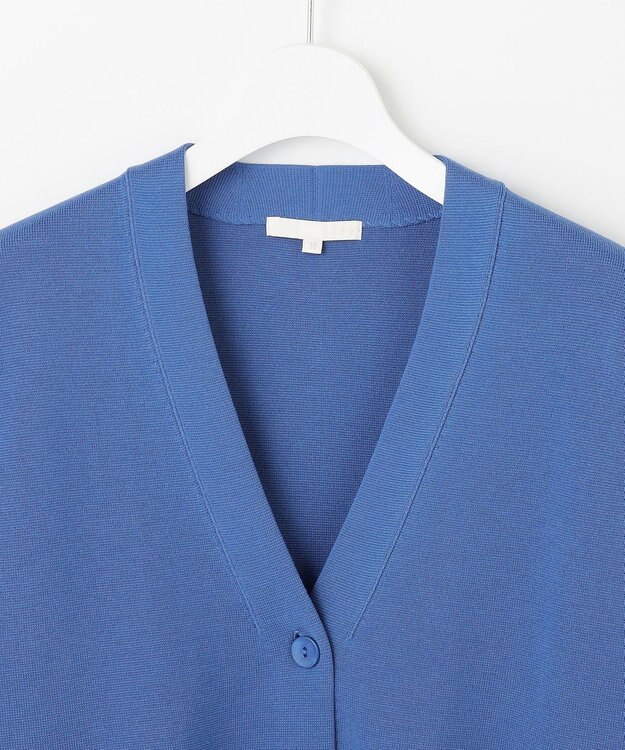 自由区 【洗える】ドライコットンハイゲージニット カーディガン ブルー