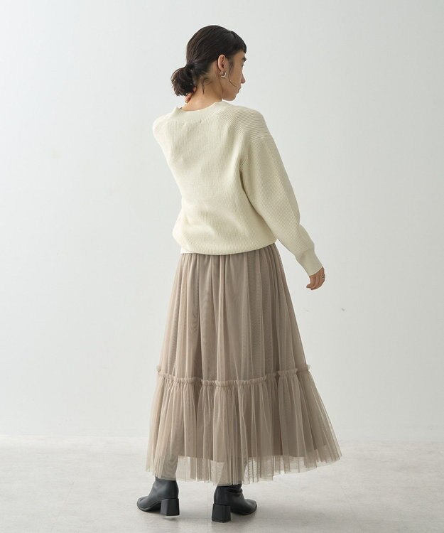 AMERICAN HOLIC ラメ入りＶネック片畦ニットプルオーバー Ivory