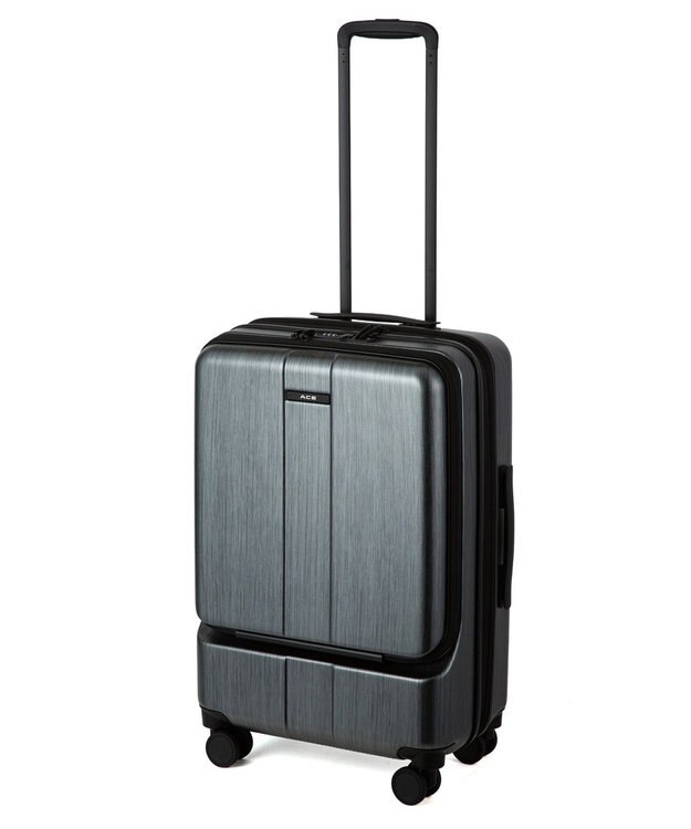 ACE BAGS & LUGGAGE ACE フォールズ スーツケー  4~5泊目安 フロントポケット・キャスターストッパー機能付き 06906 エース ガンメタリックヘアライン