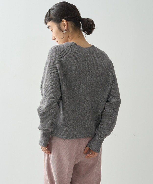 AMERICAN HOLIC ラメ入りＶネック片畦ニットプルオーバー Gray Mixture