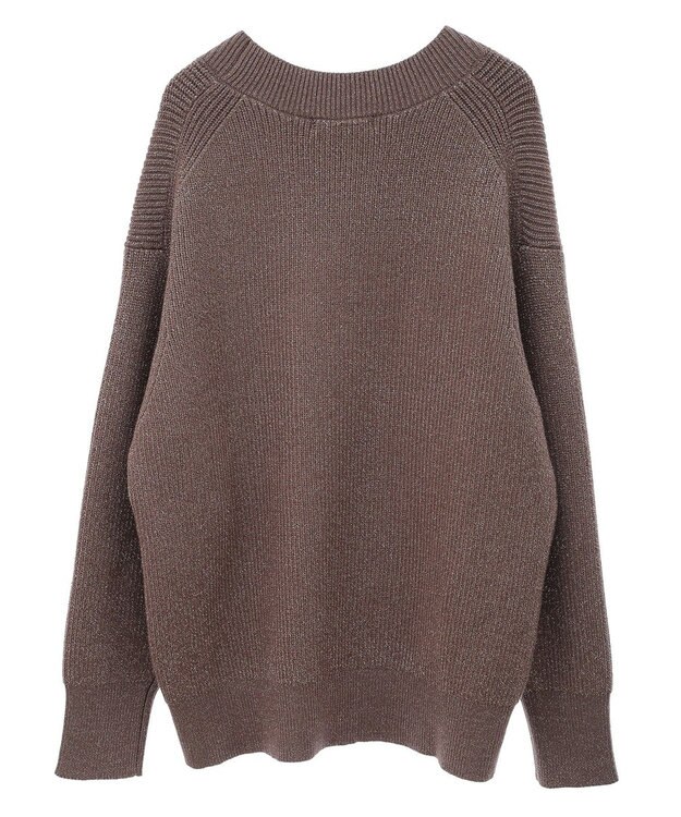 AMERICAN HOLIC ラメ入りＶネック片畦ニットプルオーバー Mocha