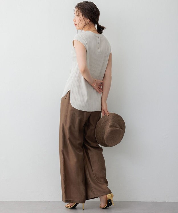 23区 【SLOW/一部店舗限定】ブライトヴィンテージクロス ワイドパンツ ブラウン系