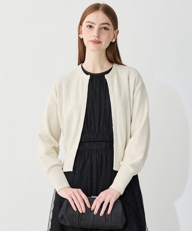 23区 L 【APPLAUDIR】スパングル コンパクトカーディガン シャンパン系