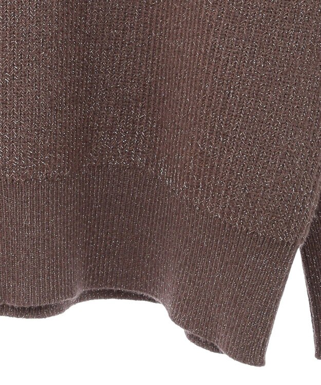 AMERICAN HOLIC ラメ入りＶネック片畦ニットプルオーバー Mocha