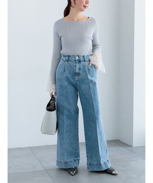 Te chichi レースカフスリブニット Ｓグレー