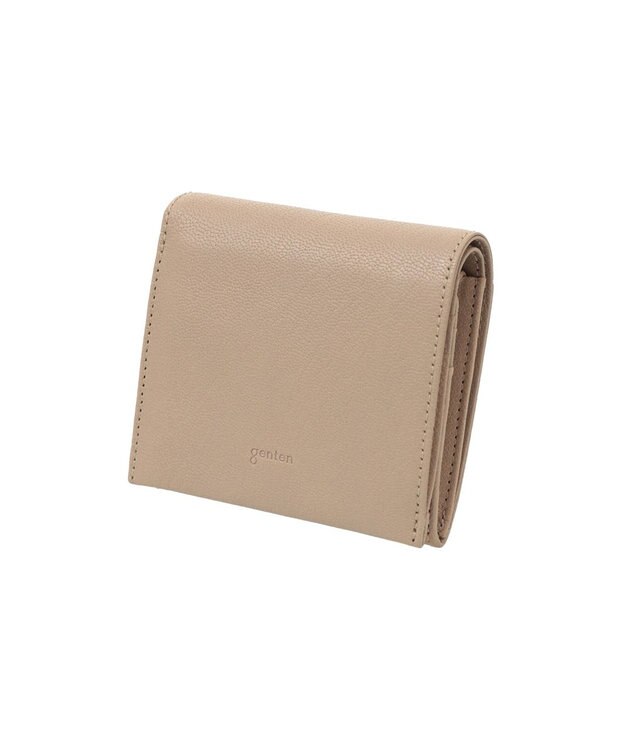genten ゴートベーシック 二つ折りBOX財布 サンドベージュ