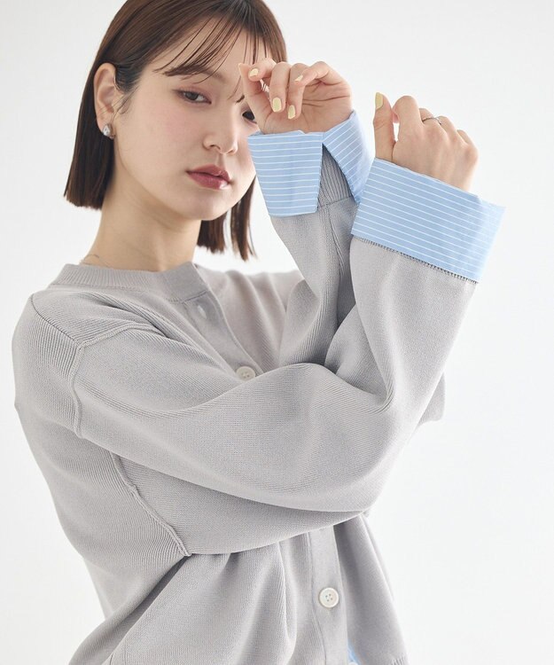 earth music&ecology フェイクレイヤードカーディガン Ivory