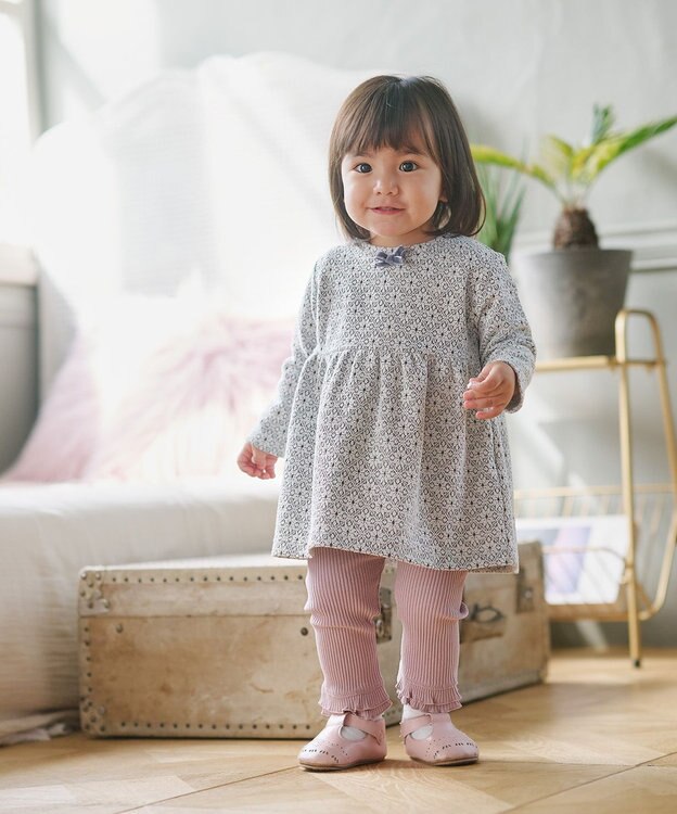 組曲 KIDS 【80-90㎝】 フロストフラワージャガード セットアップ グレー