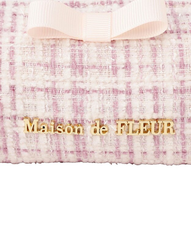 Maison de FLEUR グログランリボンツイードロングポーチ Light Pink