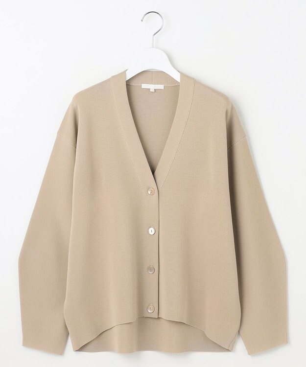 自由区 【洗える】ドライコットンハイゲージニット カーディガン ベージュ