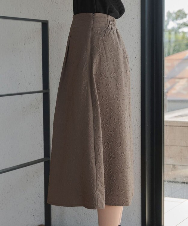 Tiaclasse 【洗える】ふくれジャガードタックフレアスカート モカ