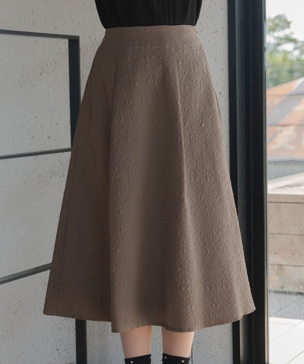 Tiaclasse 【洗える】ふくれジャガードタックフレアスカート モカ